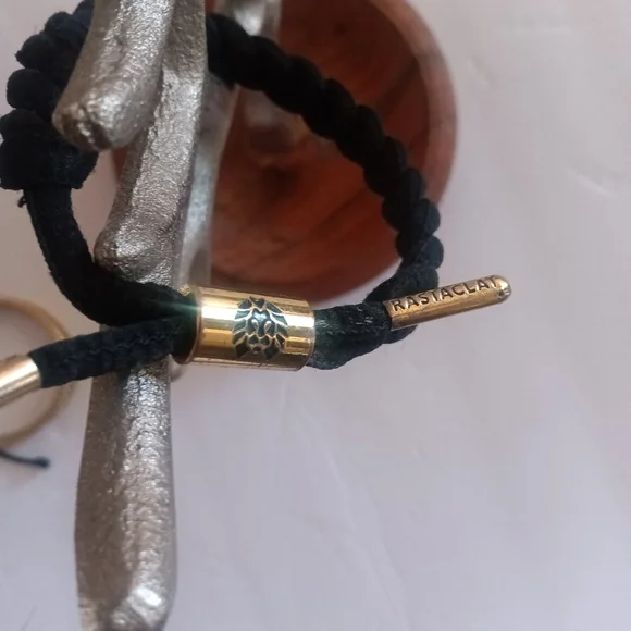 Set Of 2 Adjustable Woven Bracelets Rastaclat Onyx II And Gold Woven Bracelets - Picture 3 of 5